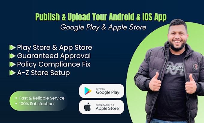 publish and upload your android and ios app to google play and apple store
