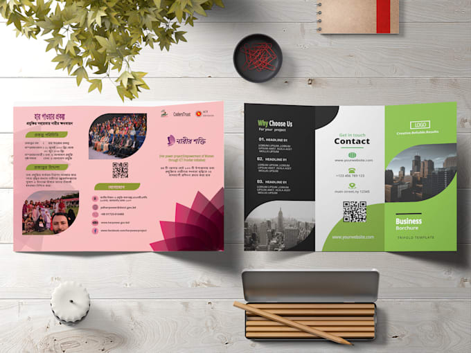 design eyecatching trifold, bifold brochure
