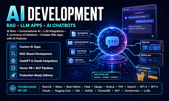 build ai chatbot, rag app, llm app, ai agent, and saas web app