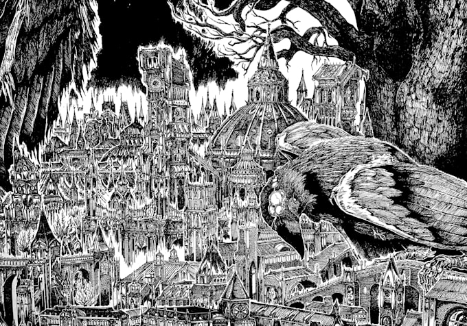 draw your character in a dark fantasy or manga style