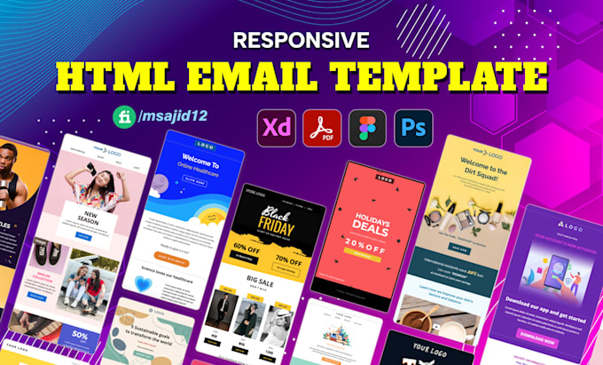 Convert psd figma jpg png pdf to html email template in 12 hours by