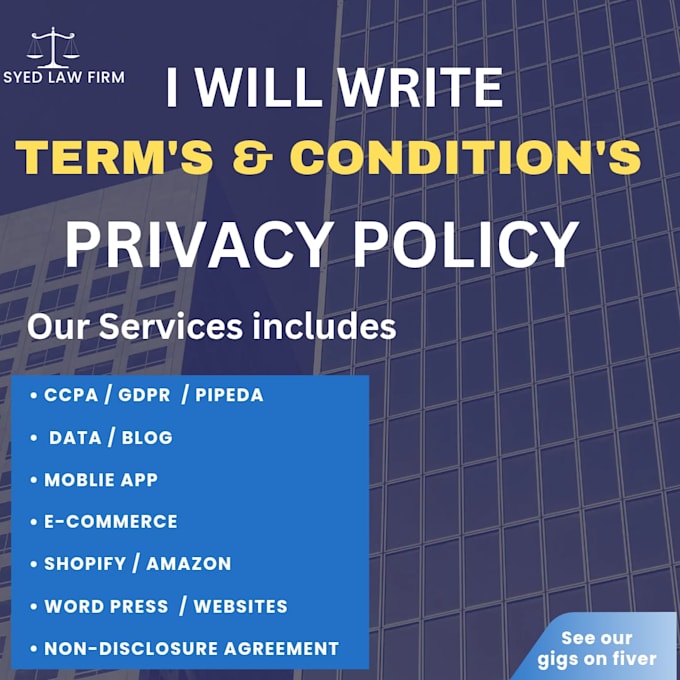 write custom terms conditions and privacy policy for you