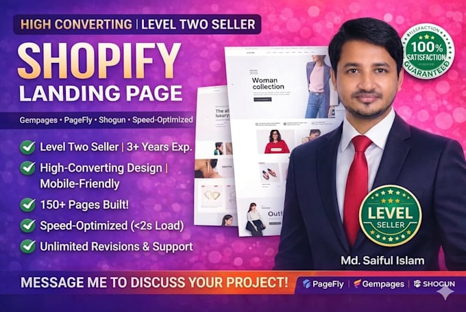 design a high converting shopify landing page with gempages, pagefly or shogun