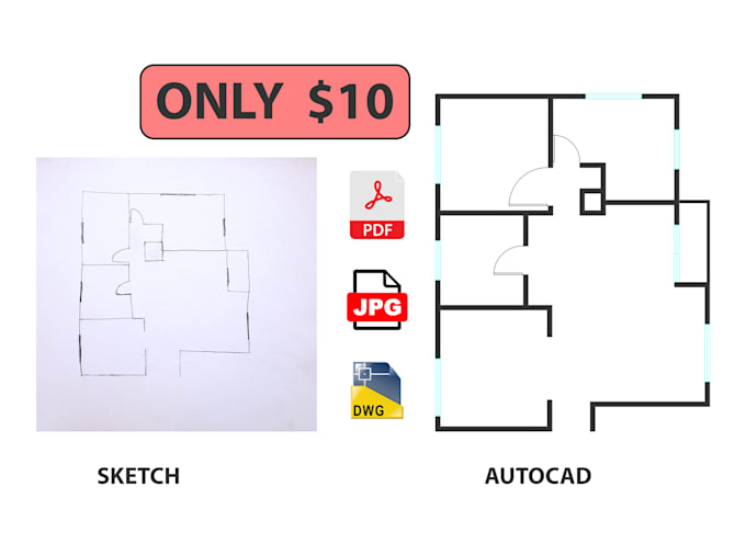 redraw floor plans from PDF or sketch into autocad fast and accurate