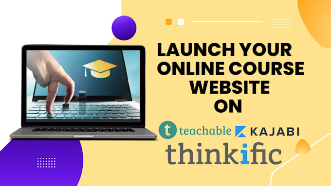 create thinkific,teachable,online course, full website