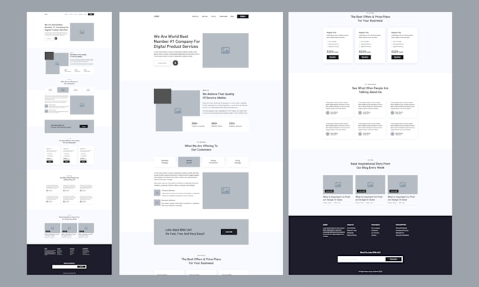 Create website wireframe mockups of your website by Tinadevelops | Fiverr