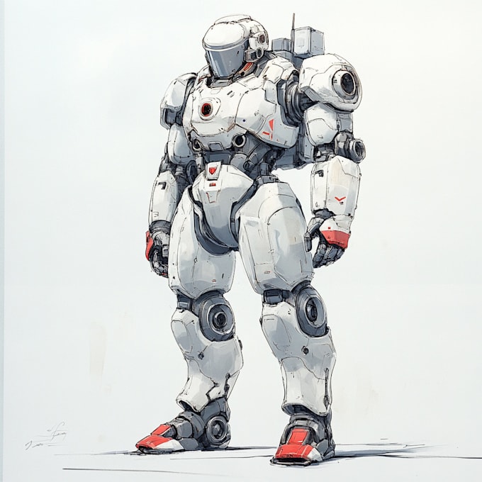 create sci fi mecha character caricature and friendship portrait