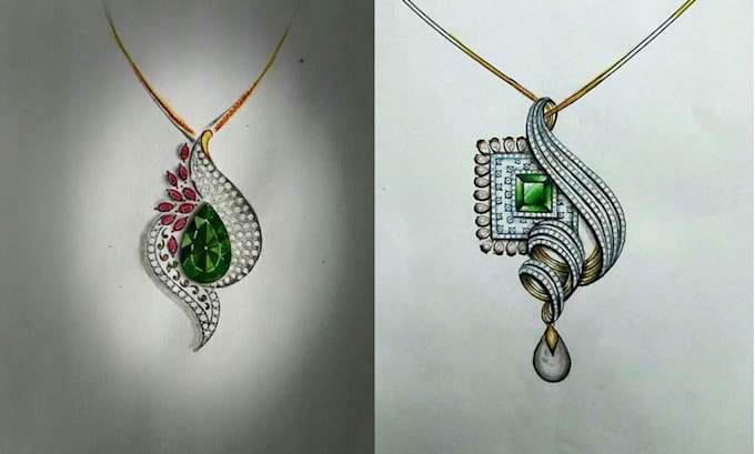 do hand sketch jewelry and manual design