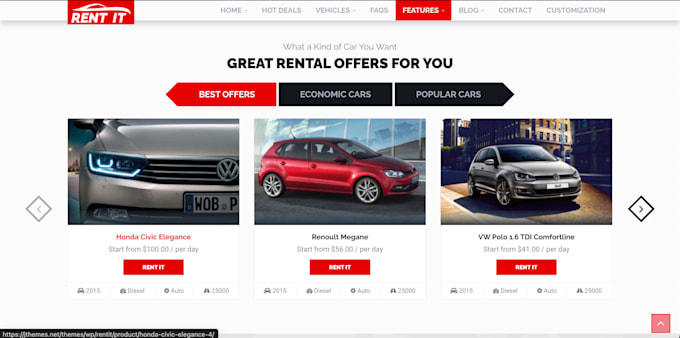 design professional car rental website services