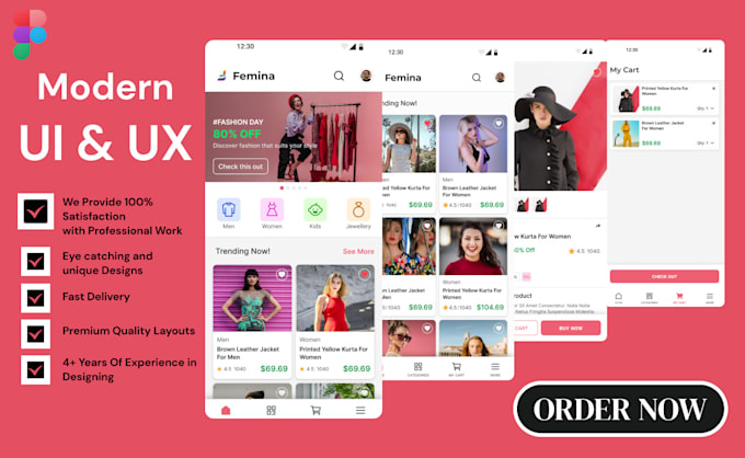 do mobile app and ui ux design with figma prototype