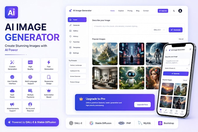 create ai image generator website