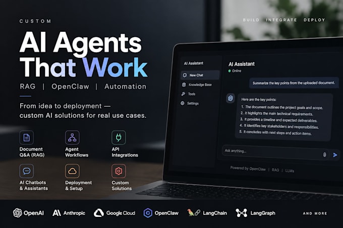 build custom ai agents, openclaw and rag applications