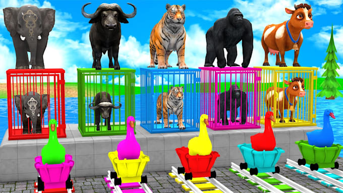 create long slide game 3d animals