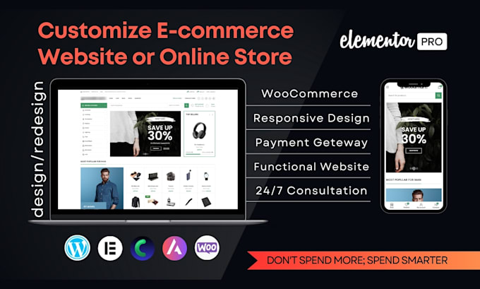 design or customize wordpress ecommerce website woocommerce store, online store