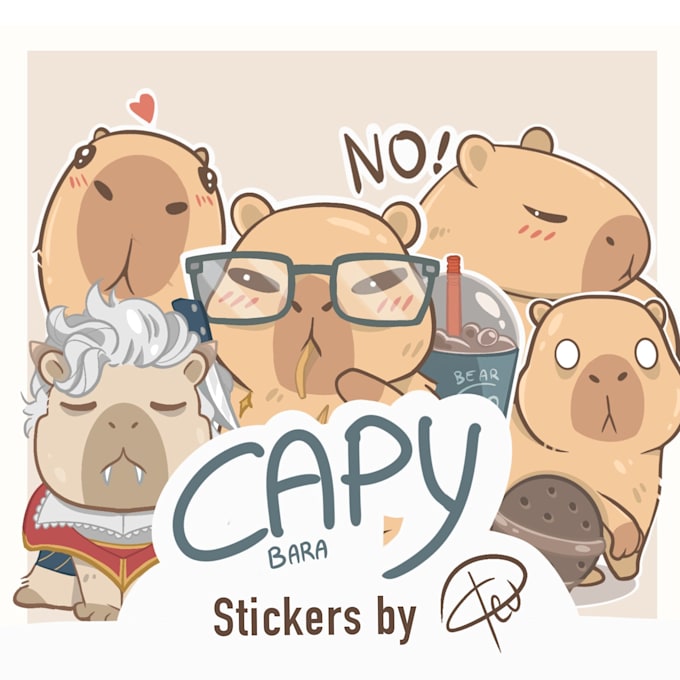 design your personal capybara mascotte in a chibi cartoon style