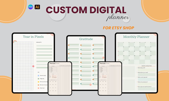 Create printable digital planner, journal and tracker for etsy by ...