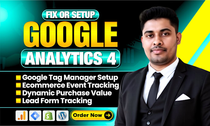 setup google analytics 4, ads conversion tracking, ga4 ecommerce tracking by GTM