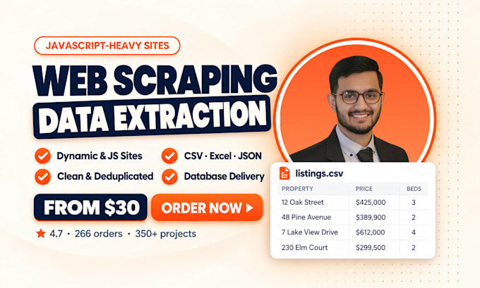 do web scraping and data extraction from javascript heavy sites