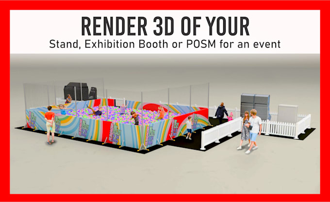 render your stand, exhibition booth or posm for an event