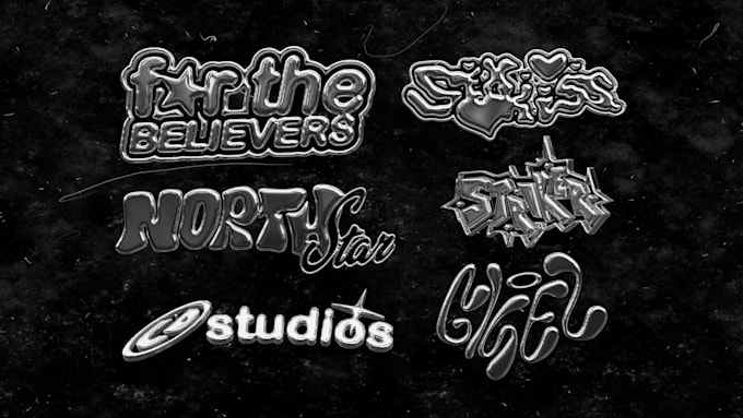 create chrome type y2k streetwear spinning animation 3d logo