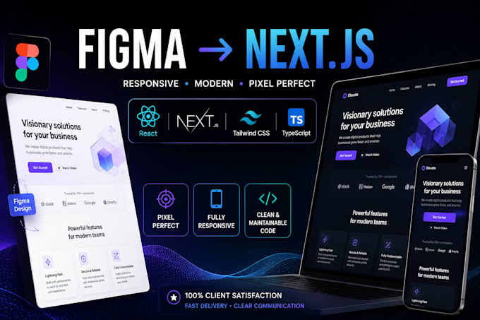 convert figma to nextjs, react and tailwind CSS