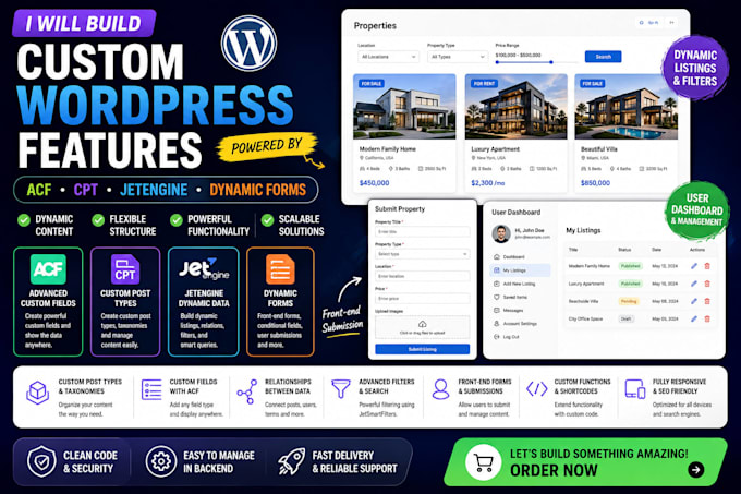 build custom wordpress features with acf cpt jetengine and dynamic forms