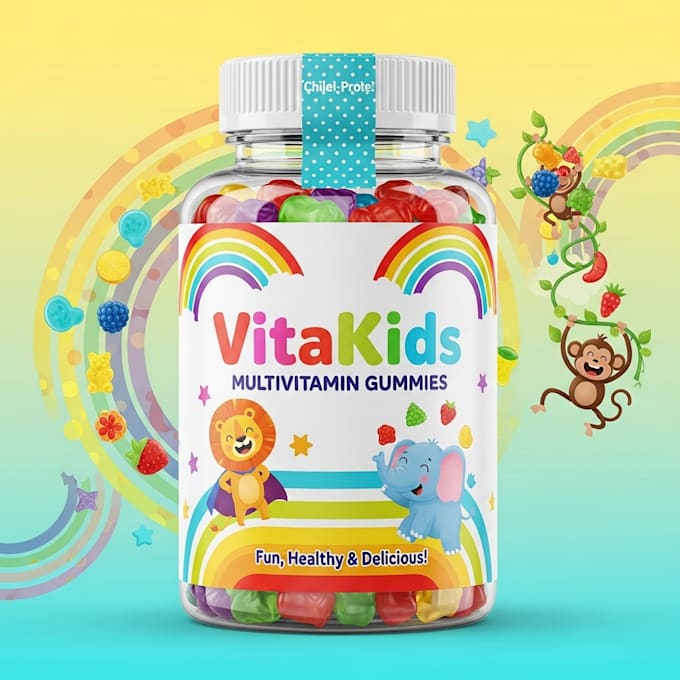 design professional supplement label for kids