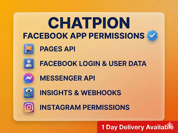 get facebook, instagram app approval for chatpion