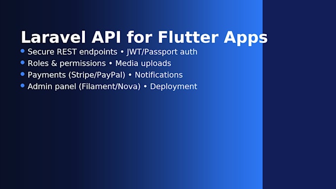 build laravel API and admin panel for your flutter app