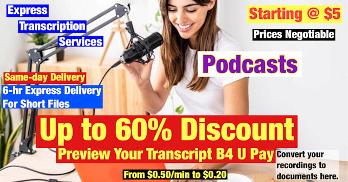 transcribe your podcast into a document very fast