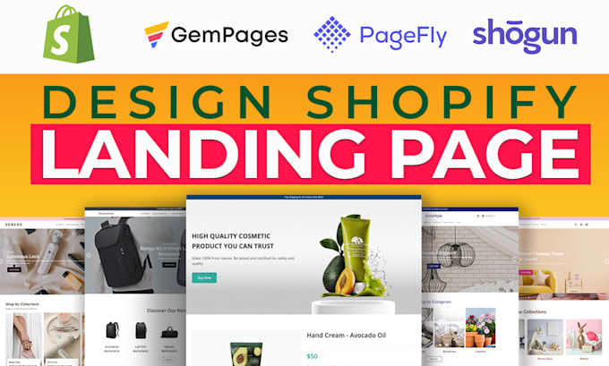 clone shopify landing page design, shopify product page using gempages, pagefly