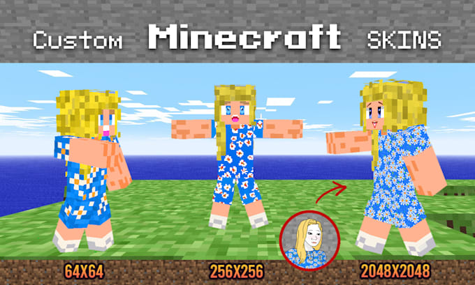 design a professional custom minecraft skin or HD skin