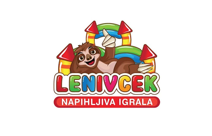 design cute sloth kids inflatable playgrounds logo