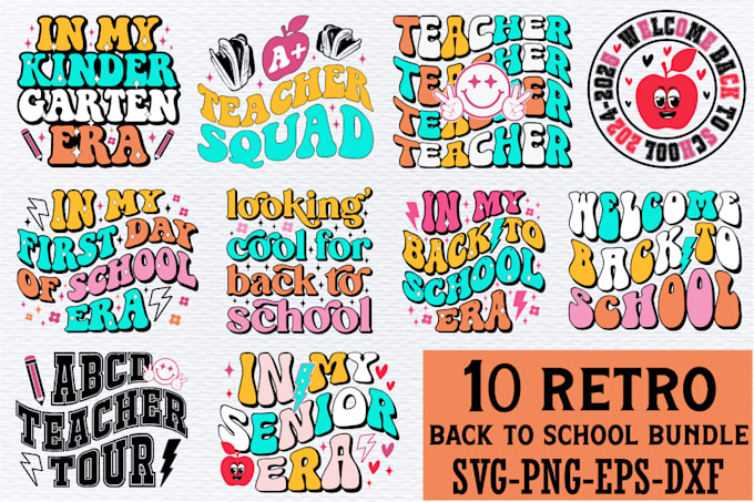 retro teacher svg design bundle, retro back to school svg bundle