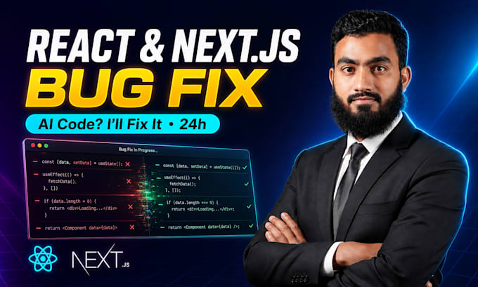 fix bugs in your react, next js website or ai generated code