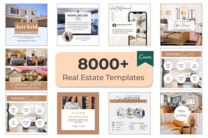 Provide 8000 real estate templates bundle in canva by Zoedanny Fiverr