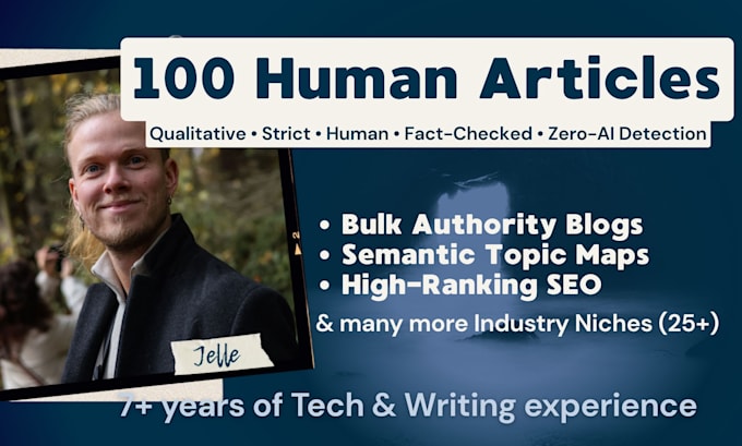write 100 qualitative, human SEO articles to gain authority