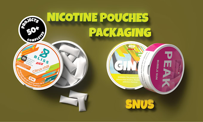 create full packaging and layout for nicotine pouch company