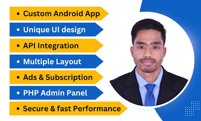 develop a custom android app with java, firebase and API