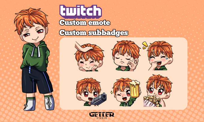draw cute chibi emote and badges for twitch in anime style