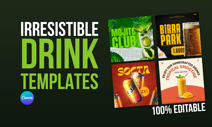design drink and restaurant social media canva templates