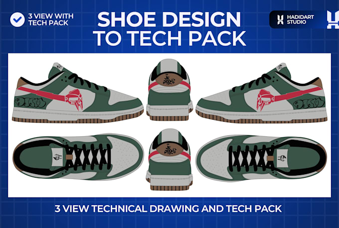 create a shoe tech pack for manufacturing