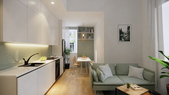do 3d modern interior rendering design by sketchup