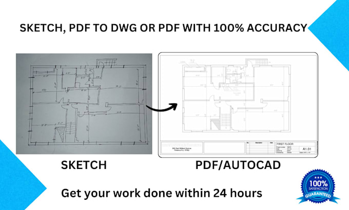 Convert pdf or sketch to autocad dwg rapidly by Subhan031 | Fiverr