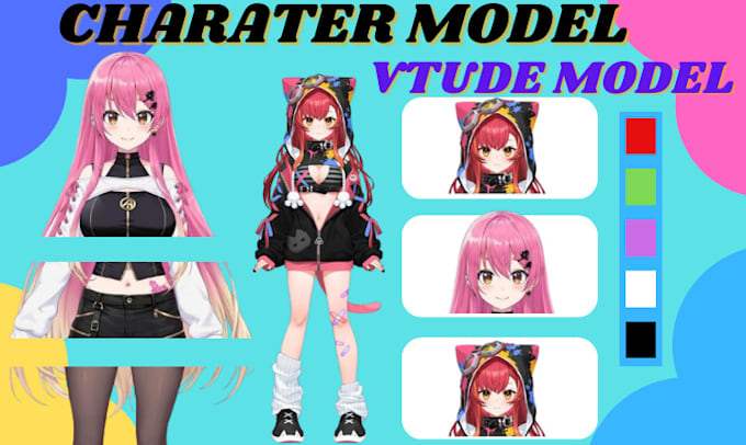 create custom vtuber model, 2d character rigging, live2d model character design