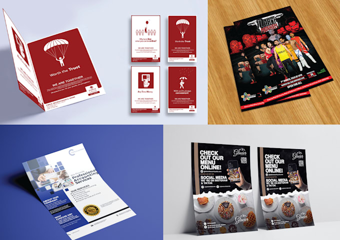 design creative event flyer, corporate, food flyer, pamphlet, brochure, menu