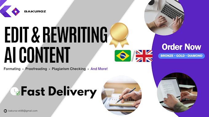 Review and edit ai generated writing content by Bakuroz | Fiverr