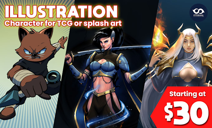 create amazing character illustrations for tcg or splash art