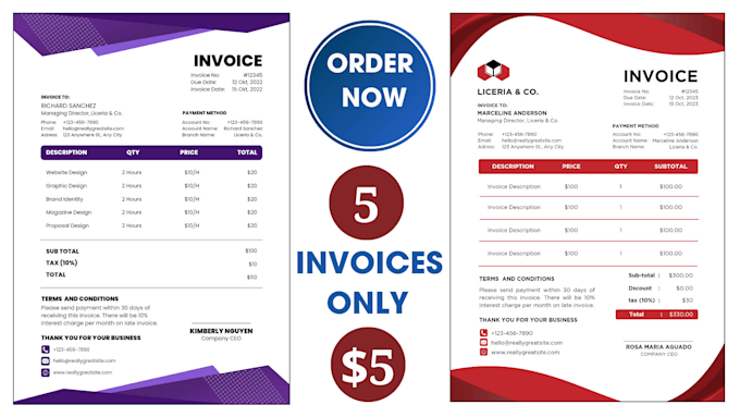 design professional fillable invoice and business documents