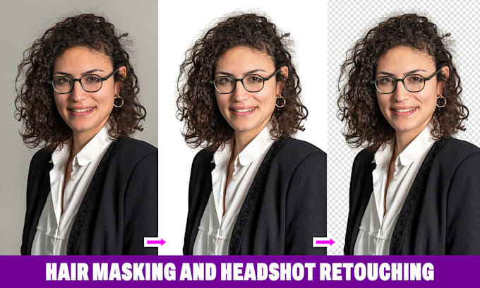 do advanced hair masking, headshot retouching professionally